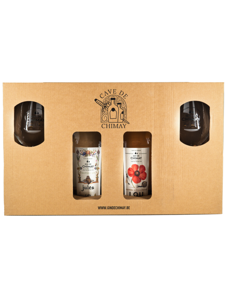 Coffret Jules Gin & Lou Gin 50cL + 2 Verres - Cave de Chimay Coffret Jules Gin & Lou Gin 50cL + 2 Verres - Cave de Chimay